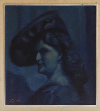 Retrato de dama con sombrero by 
																	Luis Sahagun