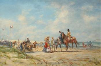 Horse drawn carriage on French beach by 
																	Wolfgang Tritt