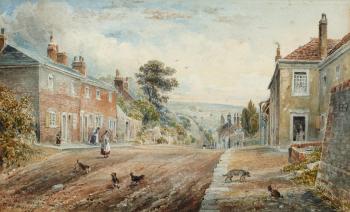 Looking towards Morested Downs from Bar End, Winchester; Cheesehil St, Winton by 
																			George Frederick Prosser