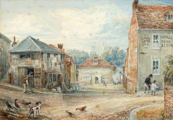 Looking towards Morested Downs from Bar End, Winchester; Cheesehil St, Winton by 
																			George Frederick Prosser