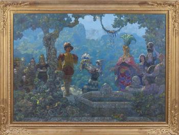 Cortez meeting Montezuma by 
																			Ernest Wallcousins