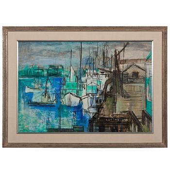 Abstract harbor scene by 
																	Guy Crittington MacCoy