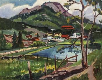 Mountain Town with Lake by 
																	Frank Joseph Vavra