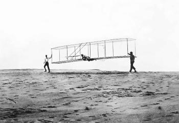 Orville Wright's first flight, Kitty Hawk, North Carolina, 1903 by 
																	 US Army Air Service