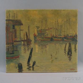 Harbor scene by 
																	Louis Krupp