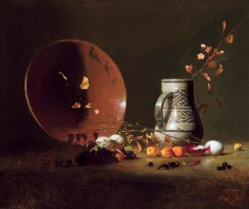 Anasazi Vase with Mayan Plate & Chinese Lanterns by 
																			David Leffel