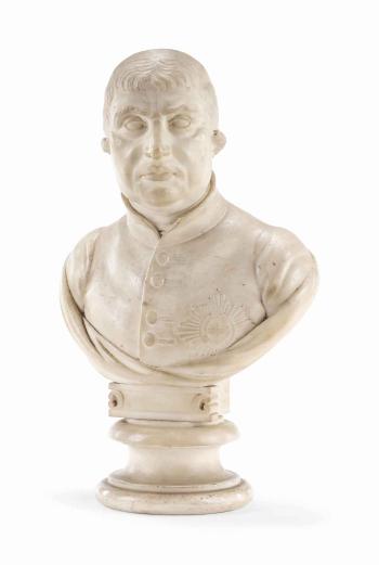 A Carved Marble Bust Of George III by 
																	Peter Turnerelli