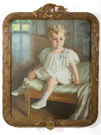 Portrait of a blond-haired child by 
																	Lydia Field Emmet