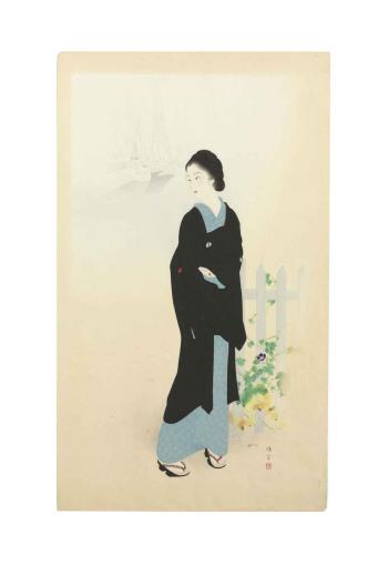 Profile drawing of a woman by 
																	Genichiro Inokuma