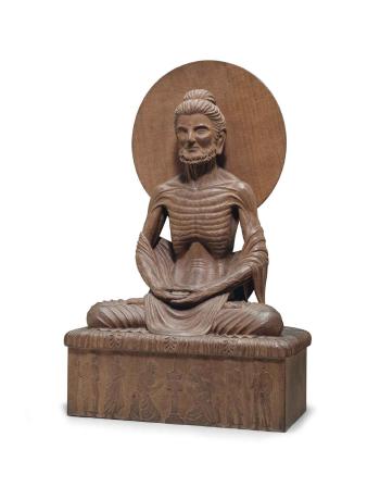 A Wood Figure of Siddhartha Fasting by 
																	 Hakuri