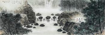 Scholars Appreciating The Waterfall by 
																	 Yang Tianyi