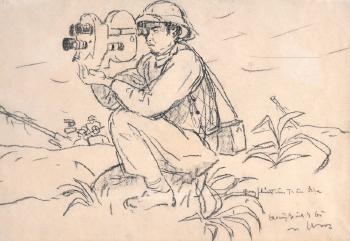 A man with a cine camera, in a battle scene by 
																	 Quang Tho