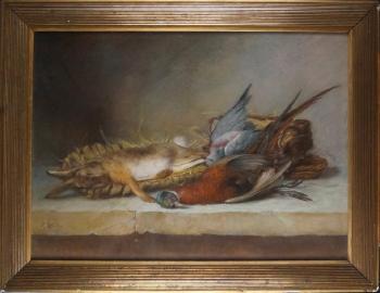 Nature Morte De Chasse Au Lapin, Au Faisan Et Au Pigeon by 
																	Antoine Ferdinand Attendu