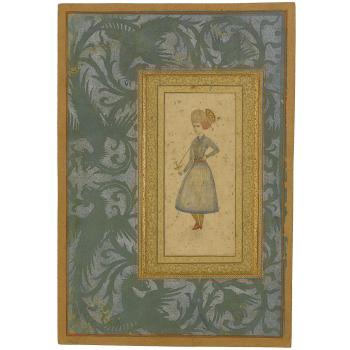 An Illustrated And Illuminated Album Page; a Drawing Of a Princely Figure by 
																	Abbas Ghulam Zade