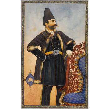 A Portrait Of Nasr Al-din Shah Qajar (r.1848-96) by 
																	Mubarak Ibn Mahmud