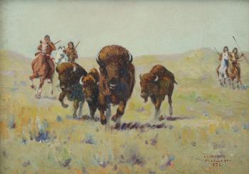 The buffalo hunt by 
																			Clarence Ellsworth