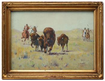 The buffalo hunt by 
																			Clarence Ellsworth