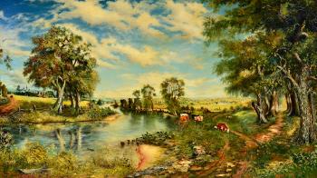 Panoramic County Scene by 
																			Albert Henry Atkins