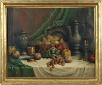 Still life with fruit and chalice by 
																			John Friedlinger