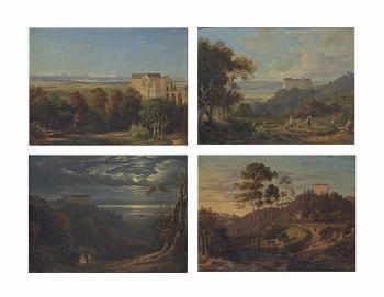 Four views of Schloss Heiligenberg by 
																	Carl Ludwig Frommel