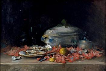 Soupière et fruits de mer by 
																	Alfred Benoit Caillaud