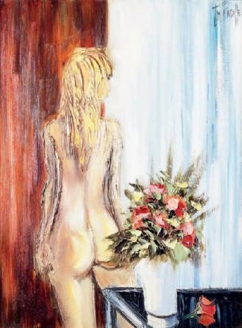 Nu au vase de fleurs by 
																	Jean Marie Princelle