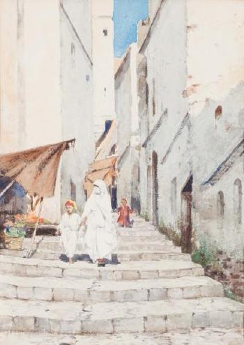 Rue animée dans la Kasbah d'Alger by 
																	Paul Gagneux