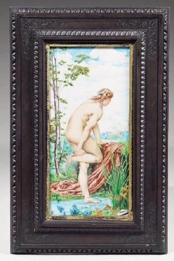 Jeune femme au bain dans un paysage by 
																	Joseph Ranvier