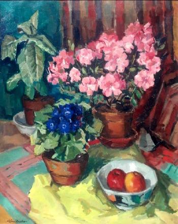 Still life with azalea by 
																	Wil van Dinther