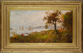 View of the Palisades on the Hudson by 
																			Jasper Francis Cropsey