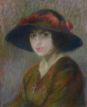 Ritratto di signora con cappello by 
																	Edgardo Curcio