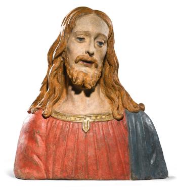 An Italian Painted Terracotta Bust Of Christ by 
																	 Agnolo di Polo
