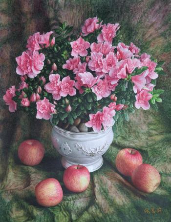 Still Life With Rhododendrons And Apples by 
																	 Zhang Meili