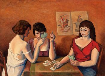 Pierrot and Pierette; Three Women Playing Cards (2) by 
																			Ceferino Palencia y Alvarez Tubau