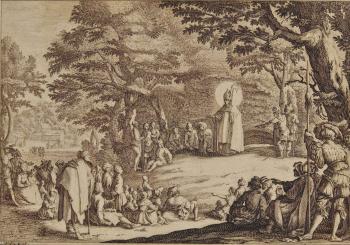 Saint Amond préchant dans un paysage, d'après Jacques Callot by 
																	Francois Noblesse