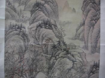Landscape. Beauty strolling by blossoming plum by 
																			 Zhu Liangcai