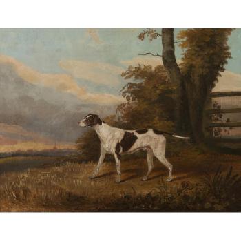 Gun dogs in a landscape by 
																			John Vine of Colchester