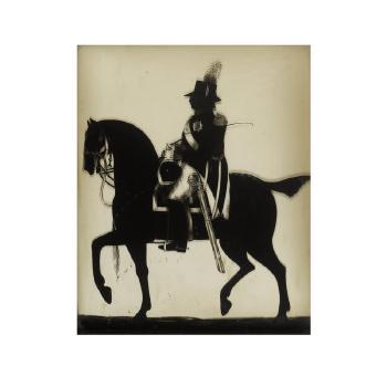 A full-length silhouette of George III (1738-1820), King of Great Britain and Ireland (1760-1801) and King of the United Kingdom (1801-1820) on horseback by 
																	William Hamlet