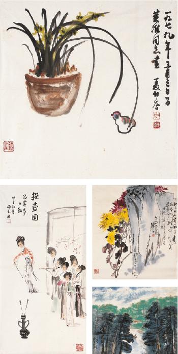 Flower; Bird; Landscape; Figures by 
																	 Hu Zhenlang