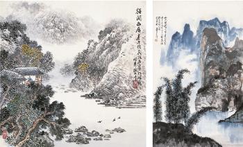 Mountain by the lake; Dwelling in mountains by 
																	 Wu Peng