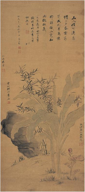 Musa basjoo，bamboo and stone by 
																	 Lv Shangling