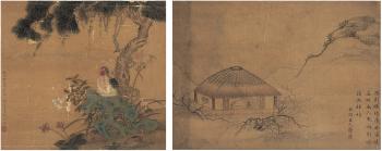 Bird under the pine tree thatched house in mountains by 
																	 Wang Duanshu