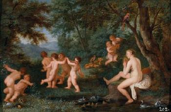 Frolicking Putti with the Bath of Venus: an Allegory of Love by 
																	Pieter van Avont