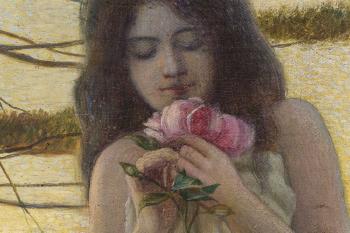 Young Maiden with Rose in a Rose Garden by 
																			Marco Tobon-Mejia