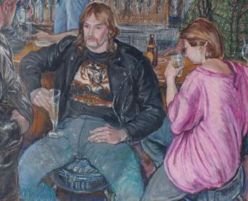 Interior bar scene with figures seated at the bar by 
																			Alicia Czechowski