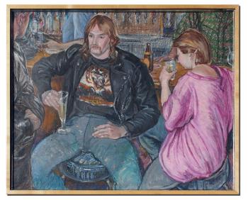 Interior bar scene with figures seated at the bar by 
																			Alicia Czechowski