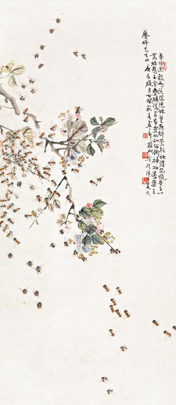 Bees and begonia by 
																	 Cai Hezhou