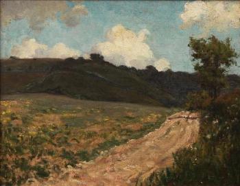 Landscape with gravel road by 
																	Bertha King Everard