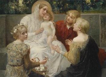 Madonna with Jesus Surrounded by Children by 
																	Eduard Veith