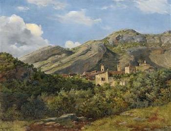 View of a Small Mountain Village by 
																	Johann Novopacky